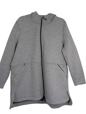 Zuda Gray Full-Zip Hooded Jacket With Pockets Womens Size 1X Stretch Fabric